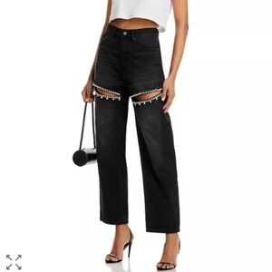 Area Crystal Slit Jeans in Black Size 28 As Seen on Taylor Swift